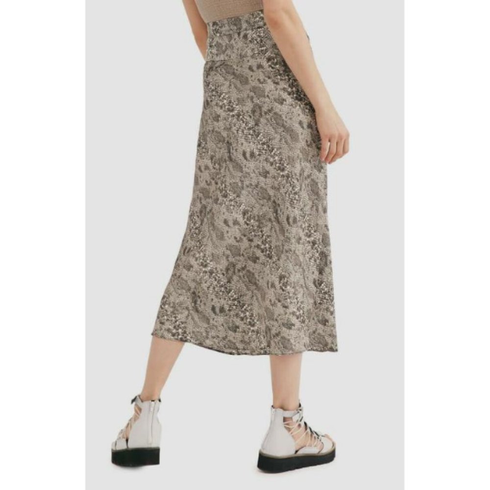FREE PEOPLE NORMANI BIAS Snake PRINT SKIRT MIDI 12